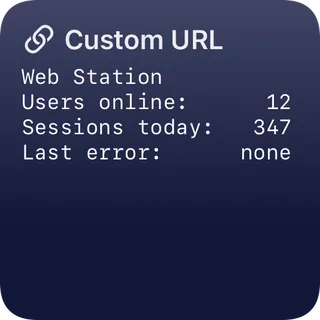 Custom URL tile showing plain text returned by a script on the NAS
