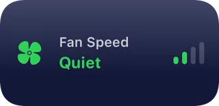 Fan Speed tile set to the Quiet cooling preset