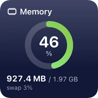 Memory tile: 46 percent used, 927.4 MB of 1.97 GB