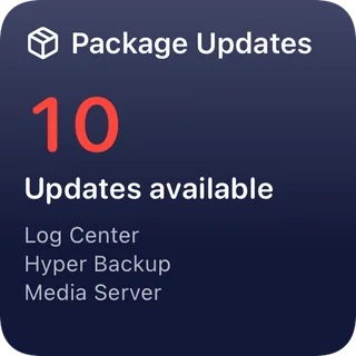 Package Updates tile: 10 installed packages have an update waiting